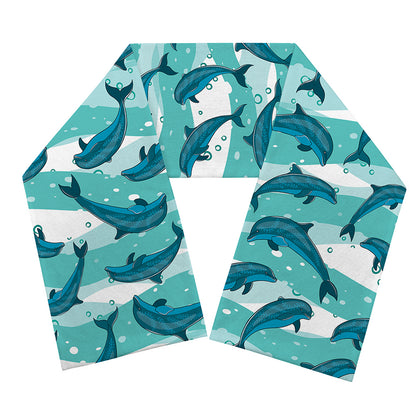 Dolphins In The Ocean Pattern Print Scarf