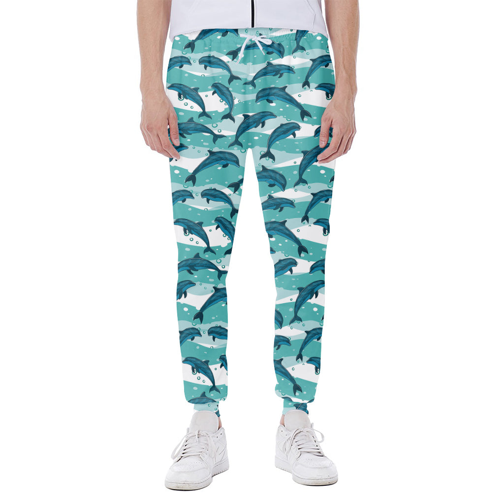 Dolphins In The Ocean Pattern Print Scuba Joggers
