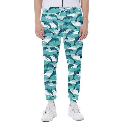 Dolphins In The Ocean Pattern Print Scuba Joggers