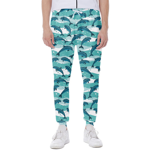 Dolphins In The Ocean Pattern Print Scuba Joggers