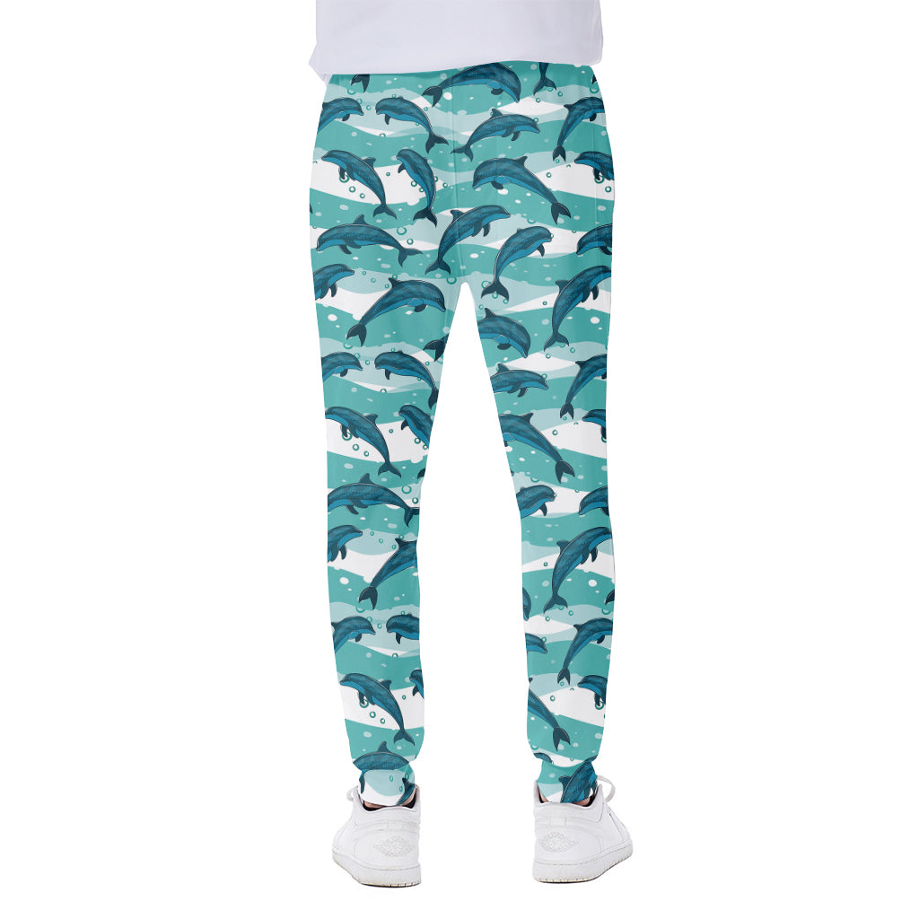 Dolphins In The Ocean Pattern Print Scuba Joggers