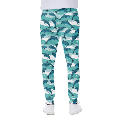 Dolphins In The Ocean Pattern Print Scuba Joggers