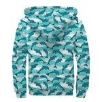 Dolphins In The Ocean Pattern Print Sherpa Lined Zip Up Hoodie