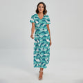 Dolphins In The Ocean Pattern Print Short Sleeve Maxi Dress