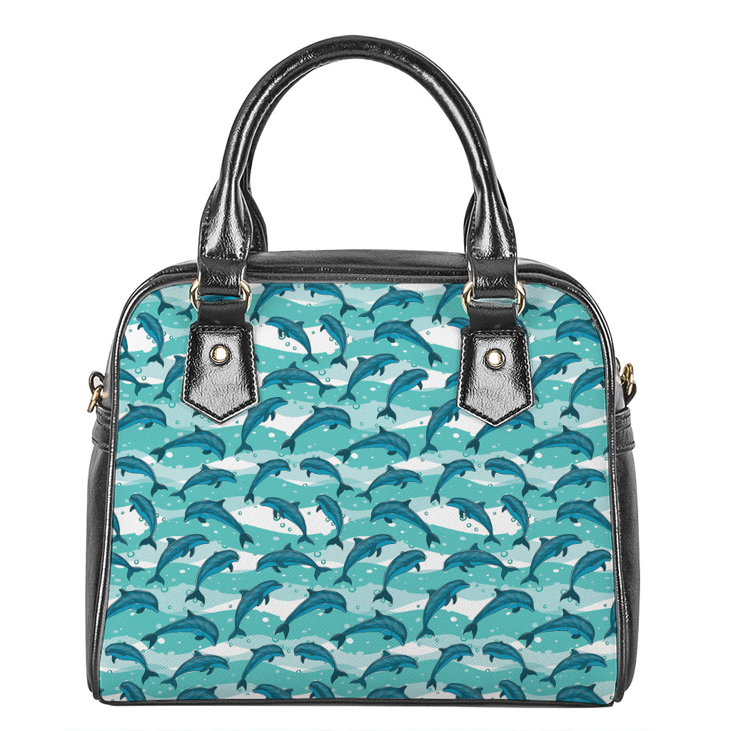 Dolphins In The Ocean Pattern Print Shoulder Handbag