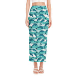 Dolphins In The Ocean Pattern Print Side Slit Maxi Skirt