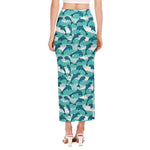 Dolphins In The Ocean Pattern Print Side Slit Maxi Skirt