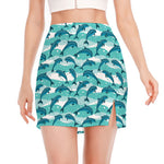 Dolphins In The Ocean Pattern Print Side Slit Mini Skirt