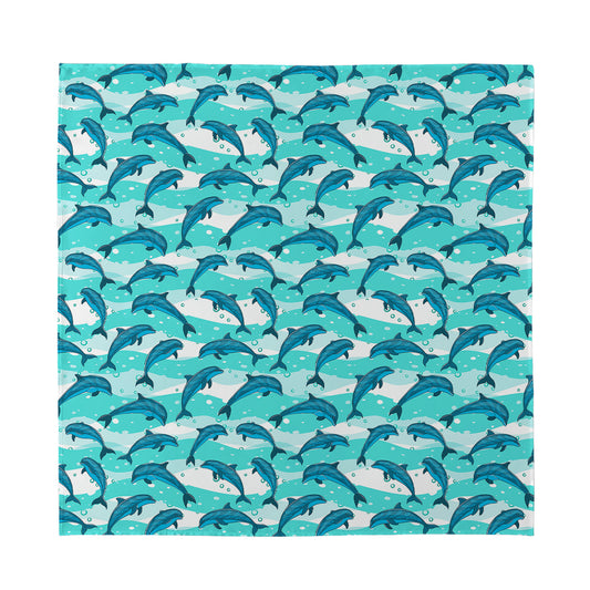 Dolphins In The Ocean Pattern Print Silk Bandana