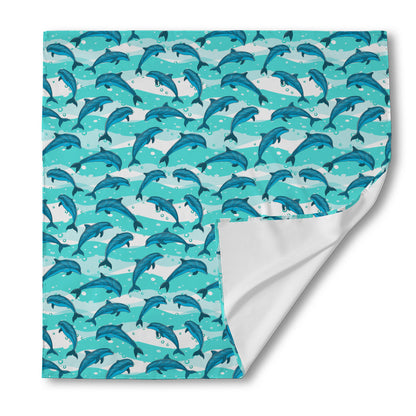 Dolphins In The Ocean Pattern Print Silk Bandana