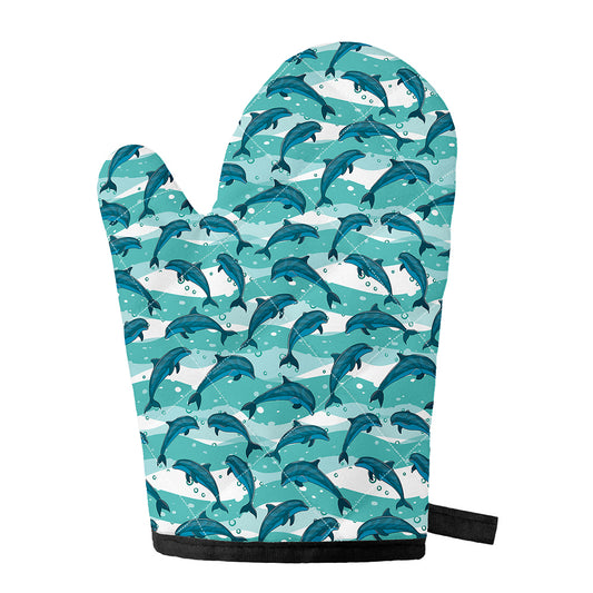 Dolphins In The Ocean Pattern Print Single Oven Mitt
