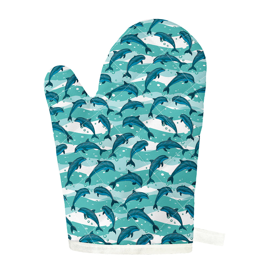 Dolphins In The Ocean Pattern Print Single Oven Mitt