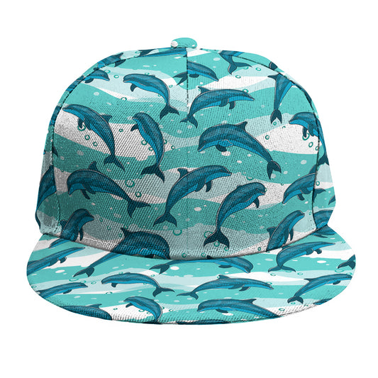 Dolphins In The Ocean Pattern Print Snapback Cap