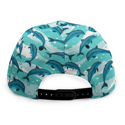 Dolphins In The Ocean Pattern Print Snapback Cap