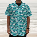 Dolphins In The Ocean Pattern Print Textured Short Sleeve Shirt