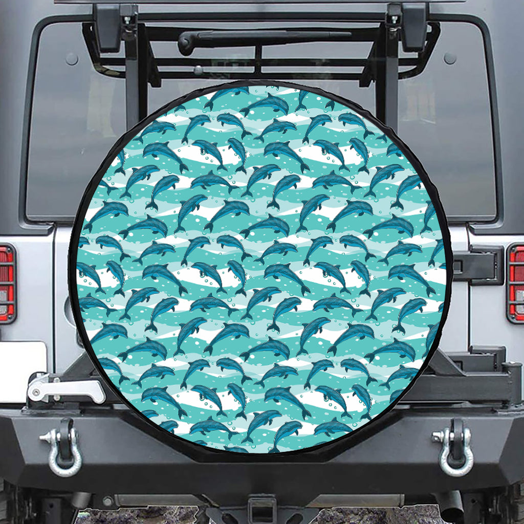 Dolphins In The Ocean Pattern Print Tire Cover