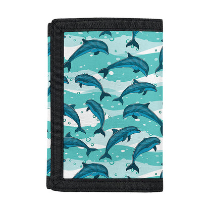 Dolphins In The Ocean Pattern Print Trifold Wallet