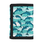 Dolphins In The Ocean Pattern Print Trifold Wallet