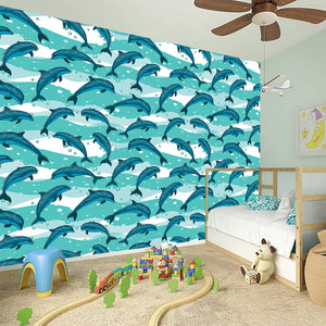 Dolphins In The Ocean Pattern Print Wall Sticker