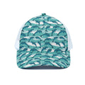 Dolphins In The Ocean Pattern Print White Mesh Trucker Hat