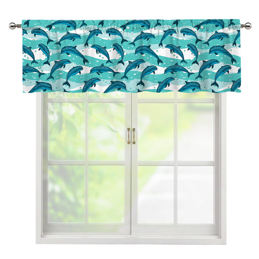 Dolphins In The Ocean Pattern Print Window Valance