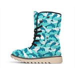 Dolphins In The Ocean Pattern Print Winter Boots