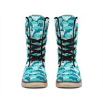 Dolphins In The Ocean Pattern Print Winter Boots