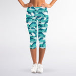 Dolphins In The Ocean Pattern Print Women's Capri Leggings