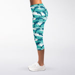 Dolphins In The Ocean Pattern Print Women's Capri Leggings