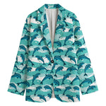 Dolphins In The Ocean Pattern Print Women's Cotton Blazer