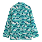 Dolphins In The Ocean Pattern Print Women's Cotton Blazer