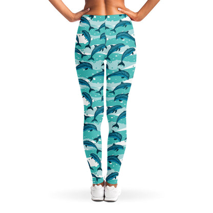 Dolphins In The Ocean Pattern Print Women's Leggings
