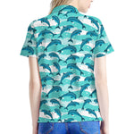 Dolphins In The Ocean Pattern Print Women's Polo Shirt