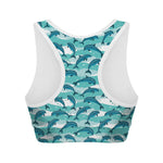 Dolphins In The Ocean Pattern Print Women's Sports Bra
