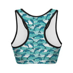 Dolphins In The Ocean Pattern Print Women's Sports Bra