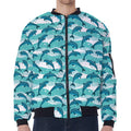 Dolphins In The Ocean Pattern Print Zip Sleeve Bomber Jacket