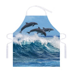 Dolphins Jumping Over Waves Print Adjustable Apron
