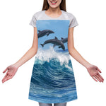 Dolphins Jumping Over Waves Print Adjustable Apron