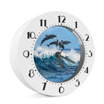 Dolphins Jumping Over Waves Print Alarm Clock