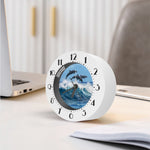 Dolphins Jumping Over Waves Print Alarm Clock