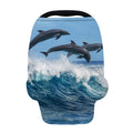 Dolphins Jumping Over Waves Print Baby Seat Cover