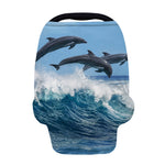 Dolphins Jumping Over Waves Print Baby Seat Cover