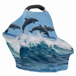 Dolphins Jumping Over Waves Print Baby Seat Cover