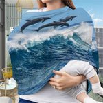 Dolphins Jumping Over Waves Print Baby Seat Cover