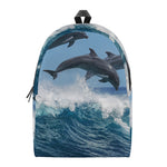 Dolphins Jumping Over Waves Print Backpack
