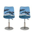 Dolphins Jumping Over Waves Print Bar Stool Covers