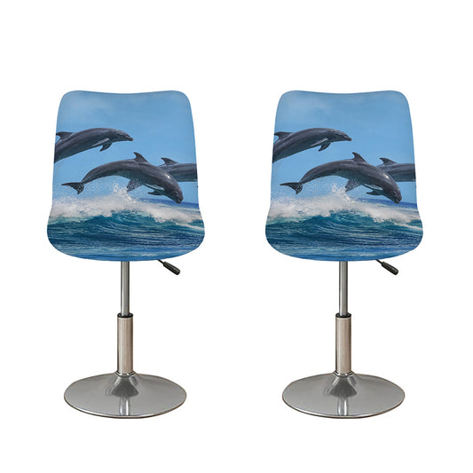 Dolphins Jumping Over Waves Print Bar Stool Covers