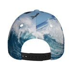 Dolphins Jumping Over Waves Print Baseball Cap