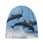 Dolphins Jumping Over Waves Print Beanie