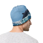 Dolphins Jumping Over Waves Print Beanie